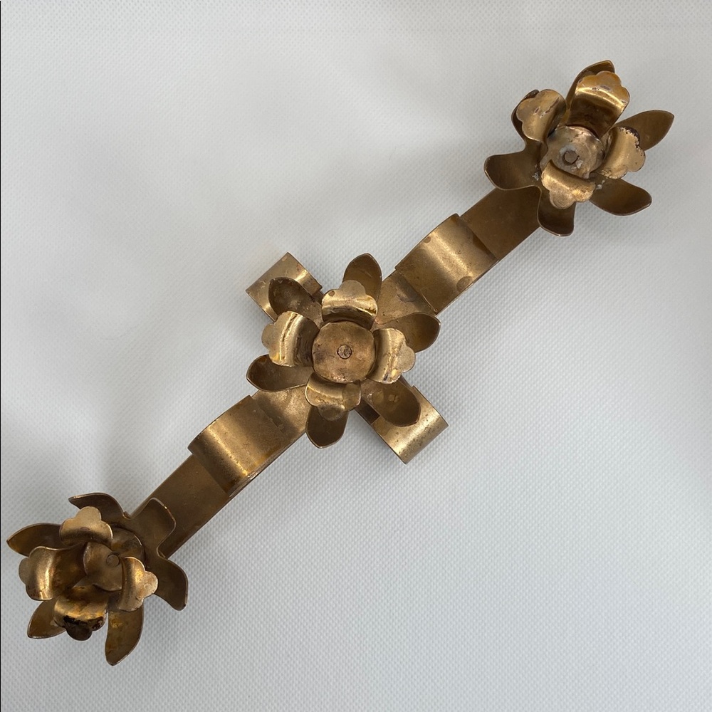Gold Brass Candleholder / Candlestick Floral pattern From Japon Home Decor